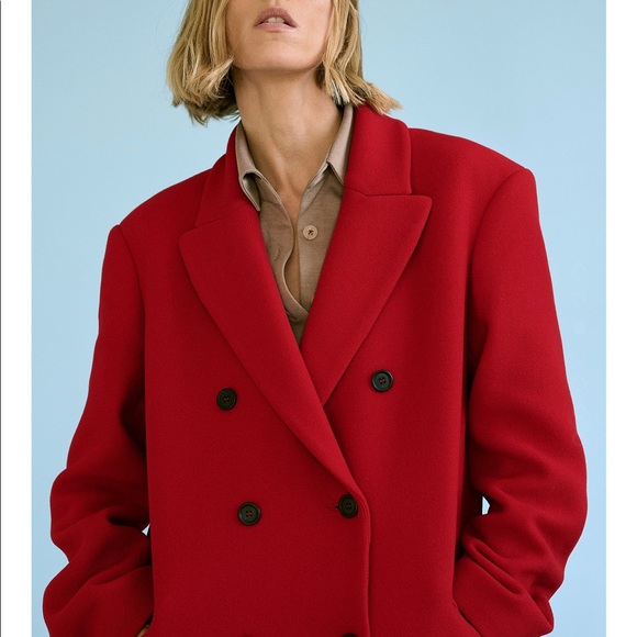 Zara Coat - Masculine style Red Wool XXL - Picture 3 of 3